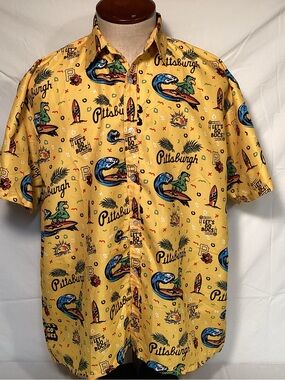 Pittsburgh Pirates Hawaiian Pirate Parrot Surf Print Shirt Men’s Size XL